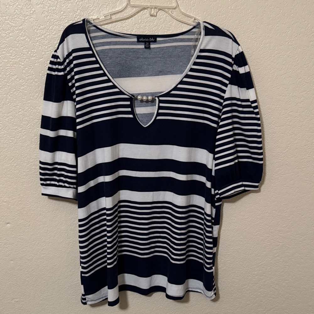 Olivia Blu Blue/White Striped Blouse